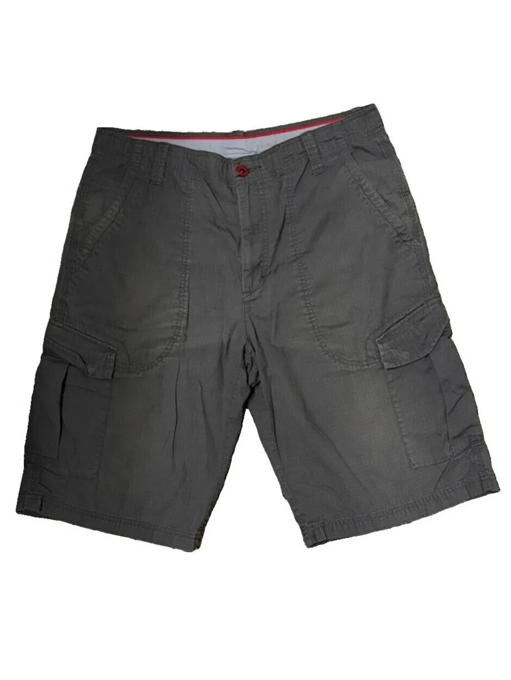 Jordan Men's Gray Solid Cargo Shorts Flat Front Button Closure